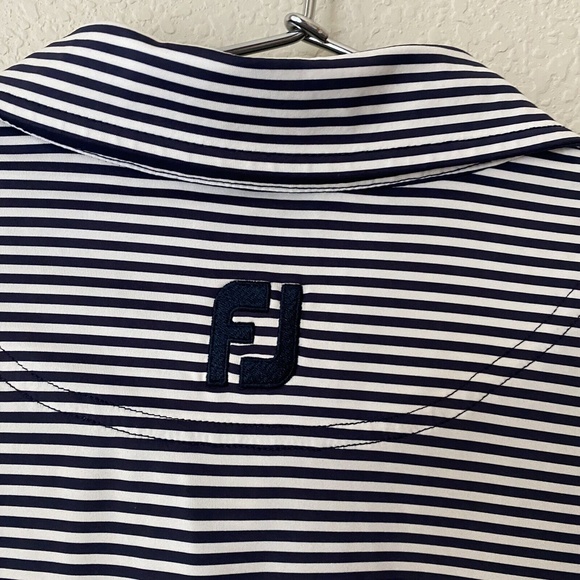 Footjoy Mens Short Sleeve Stripes Polo Golf Shirt Size Large Blue/white - Picture 4 of 6